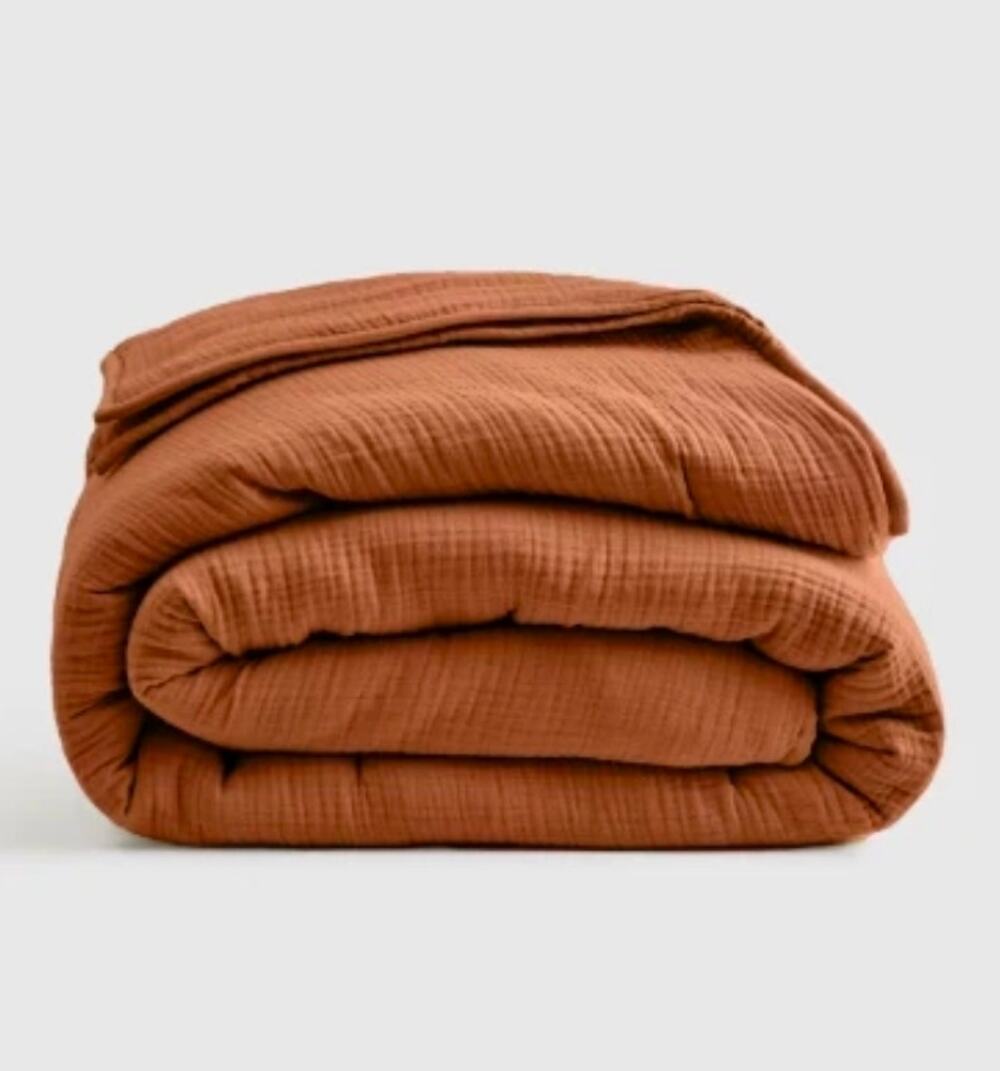 New Quince Airy Gauze Dream Quilt Full Queen Terracotta $150 MSRP No Shams